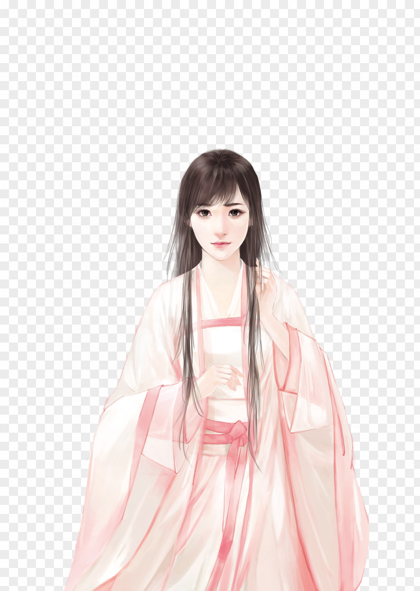 Antique Hand-painted Beauty Bijin Animation PNG