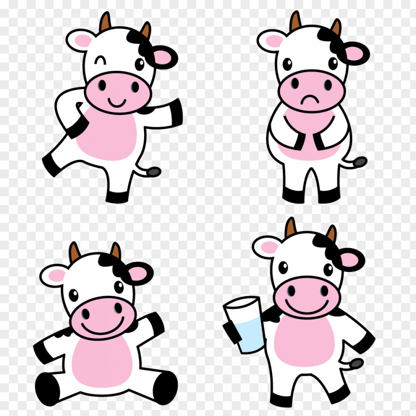 Dairy Cow Holstein Friesian Cattle Cartoon Drawing Illustration PNG