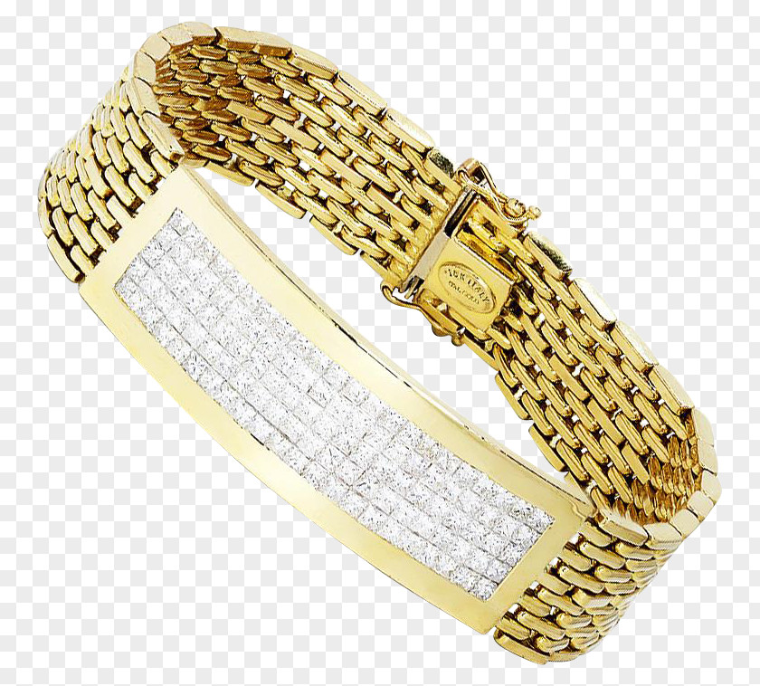 Diamond Princess Cut Bracelet Gold PNG
