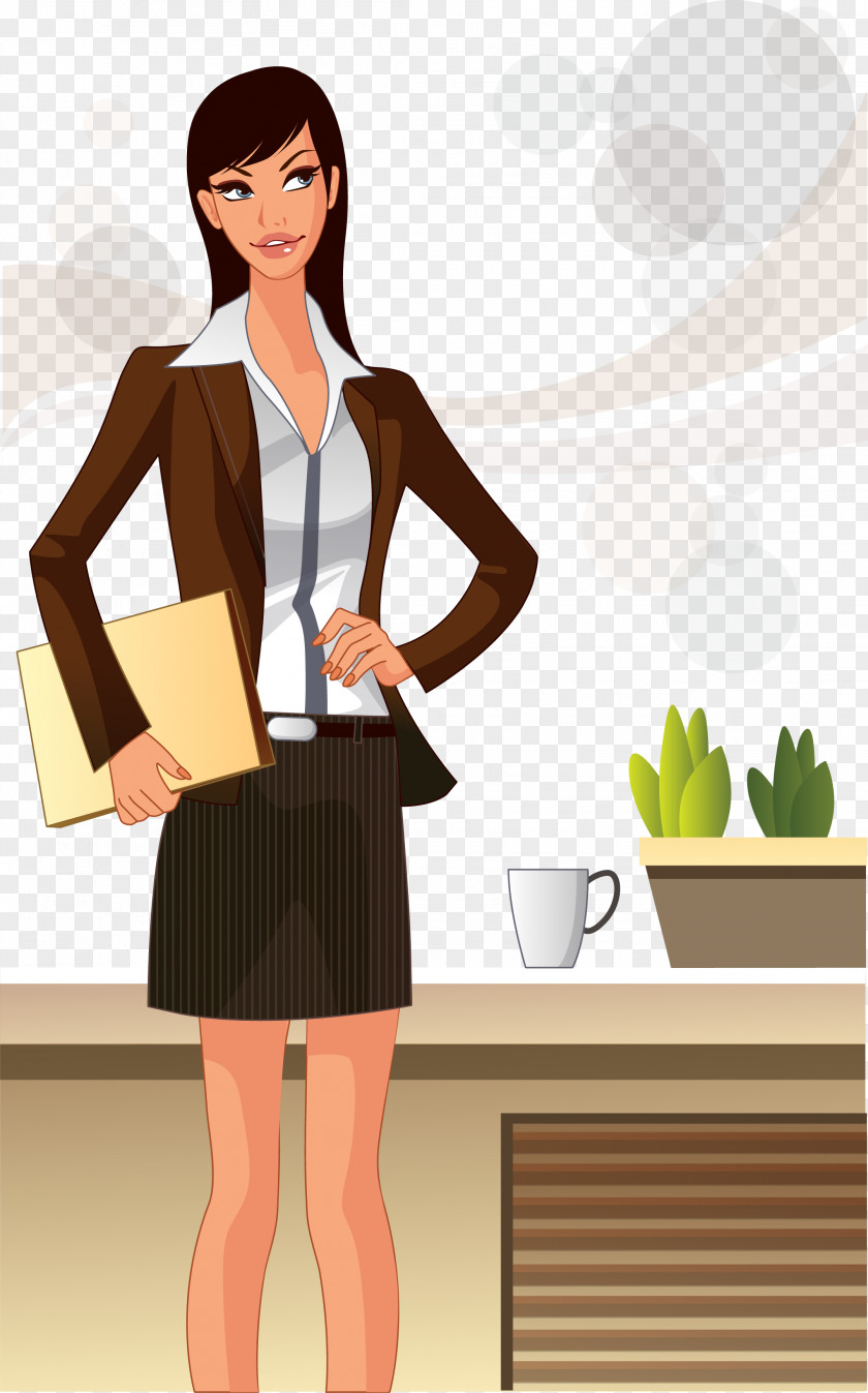 Vector Cartoon Business Woman Salaryman Euclidean Illustration PNG