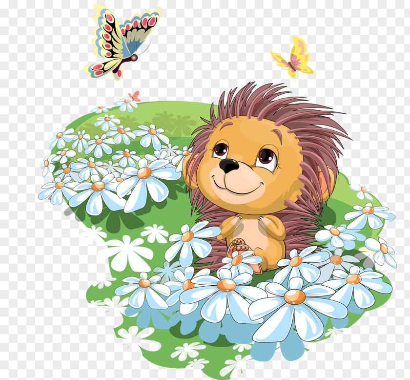 Hedgehog And Butterfly Drawing Cuteness Illustration PNG