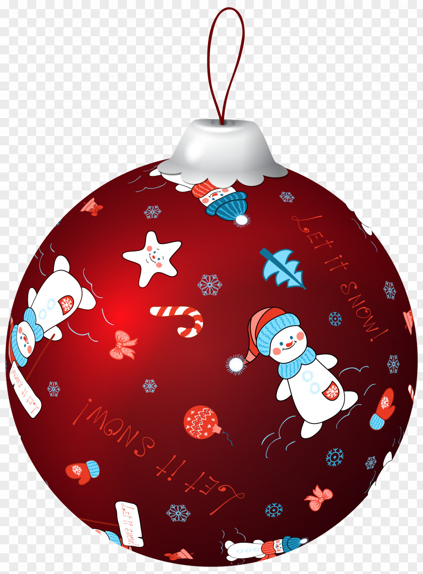 Red Christmas Ball With Snowman Clip Art Image PNG