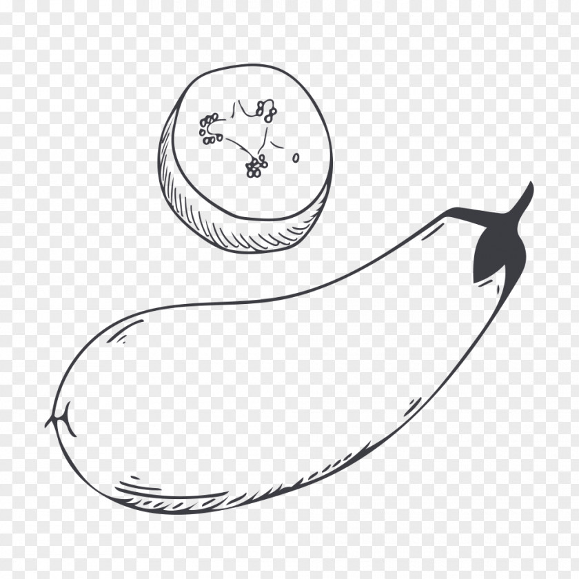 Hand-painted Eggplant Vegetable Black And White PNG