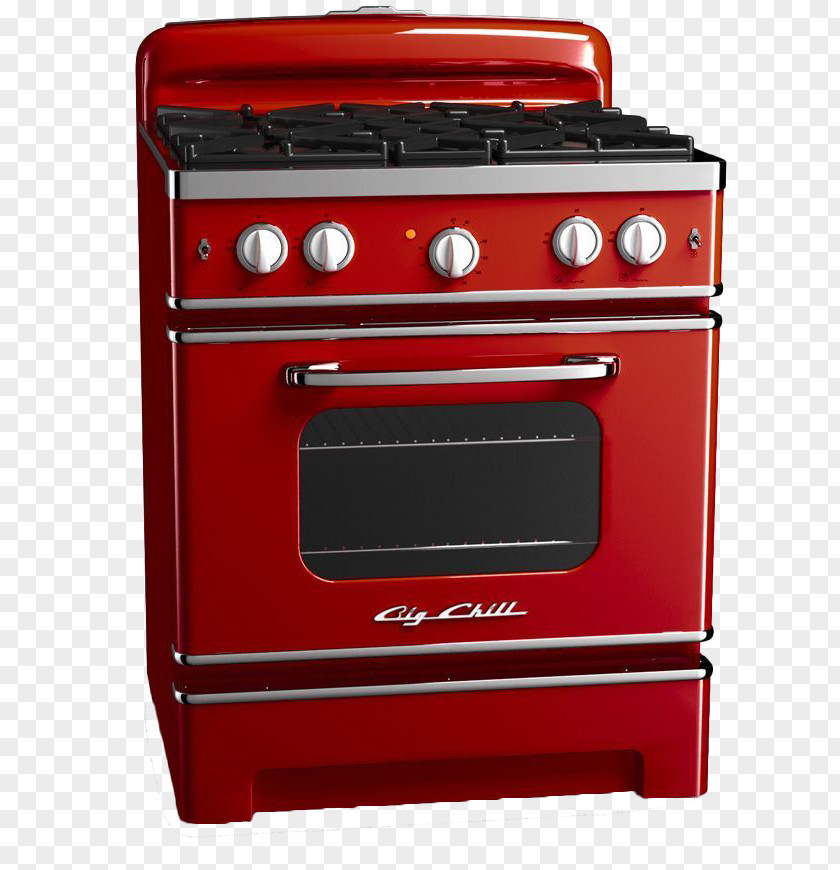 Red Cupboard Gas Stove Kitchen Electric Refrigerator PNG