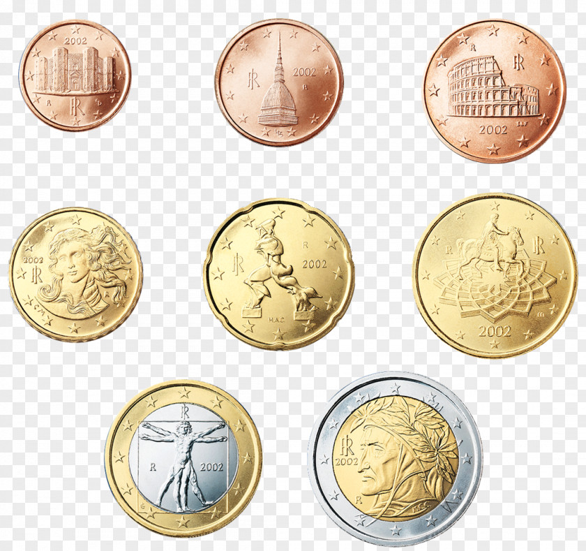 Lakshmi Gold Coin Italy Italian Euro Coins PNG