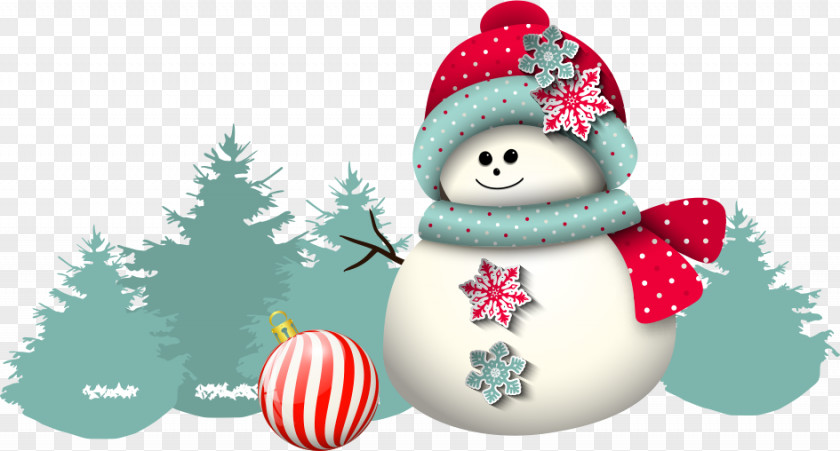 Vector Cartoon Snowman Christmas Illustration PNG