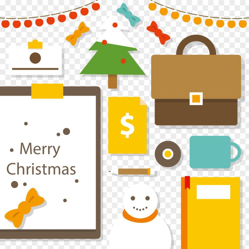 Vector Christmas Briefcase Social Media Clip Art PNG