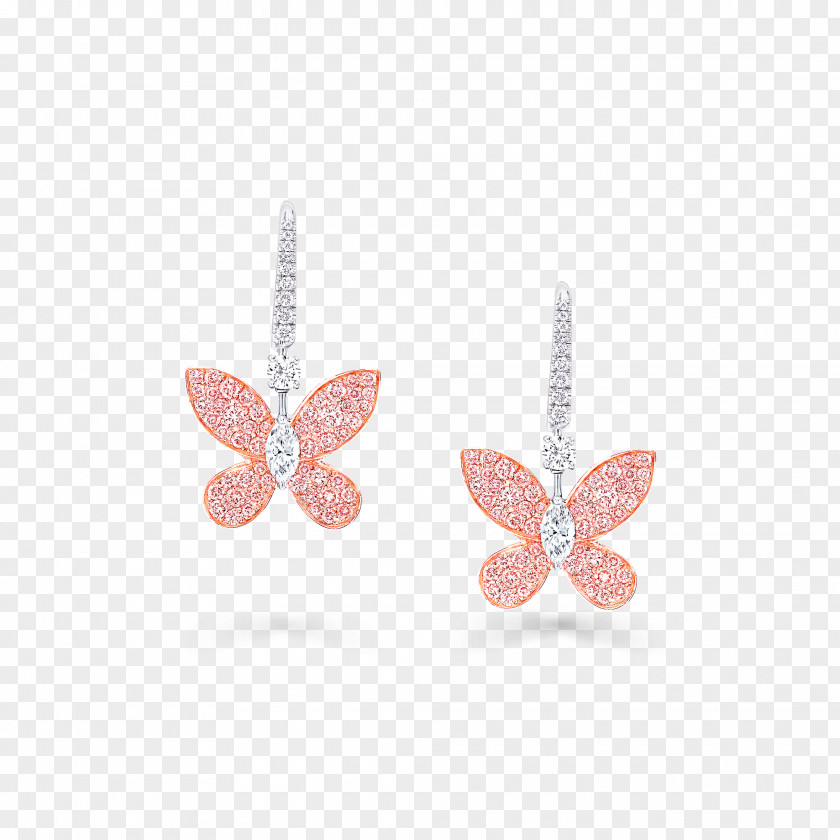 Butterfly Earring Graff Diamonds Pink PNG