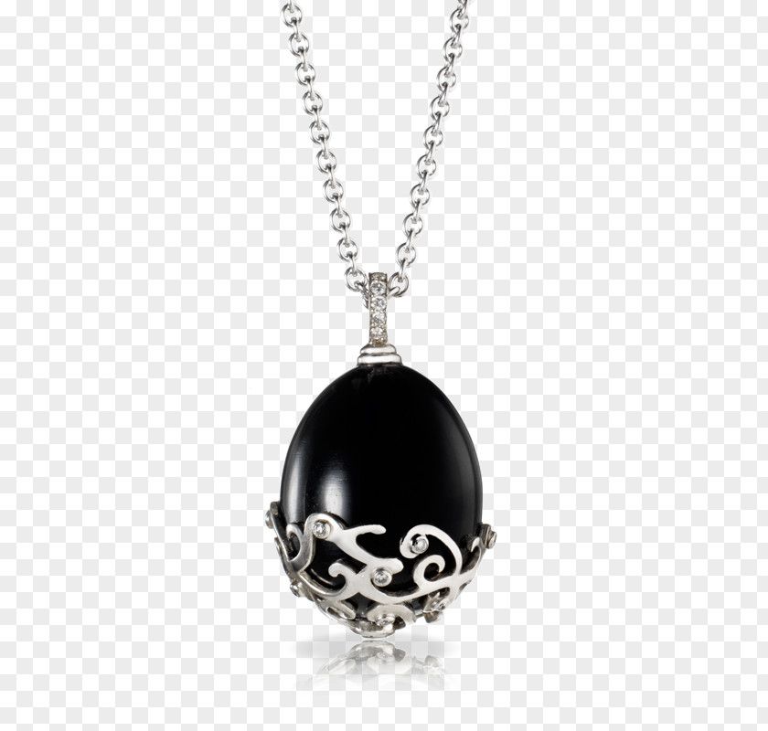 Necklace Locket Silver Onyx Chain PNG