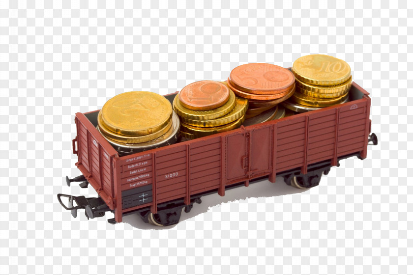 Filled With Gold Coins Train Money Profit Currency Finance PNG