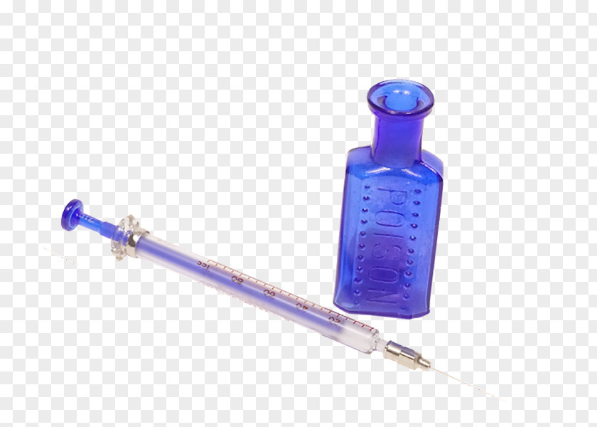 Mf Glass Bottle Cobalt Blue Injection Cylinder PNG