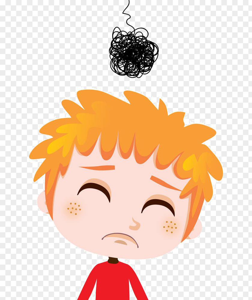 Cartoon Boy Thinking Depression Royalty-free Clip Art PNG