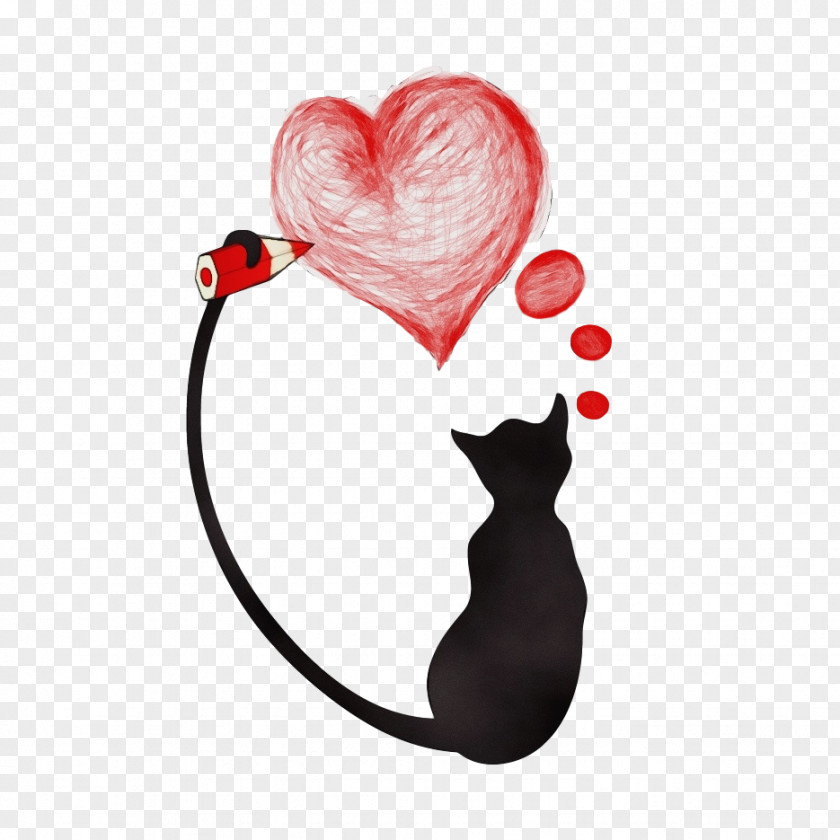 Black Cat Heart Small To Medium-sized Cats Love PNG