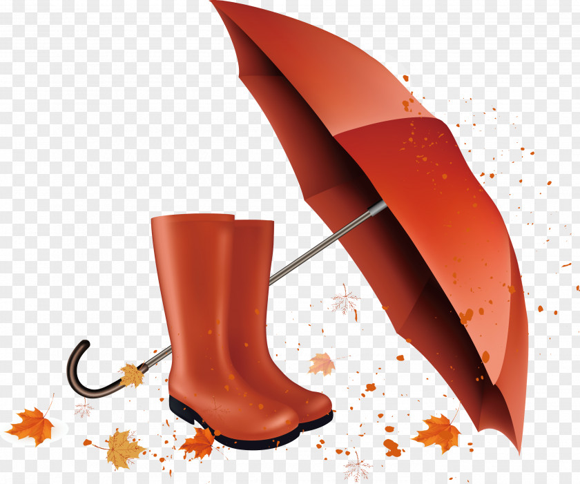 Rubber Boots And Umbrella Vector Wellington Boot Stock Illustration PNG