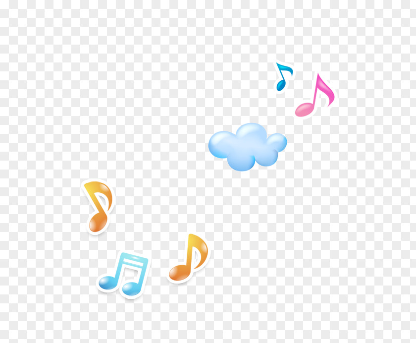 Color Cartoon Notes Clouds Floating Material Musical Note PNG