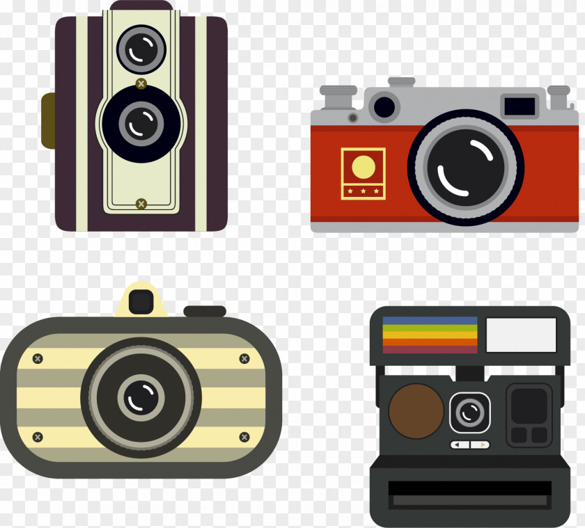 Vector Hand-painted Vintage Camera Instant Photography PNG
