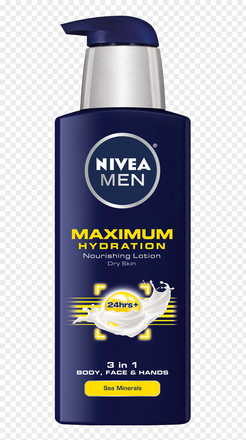 Skin Care Bottle NIVEA Men Maximum Hydration Nourishing Lotion Moisturizer Cream PNG