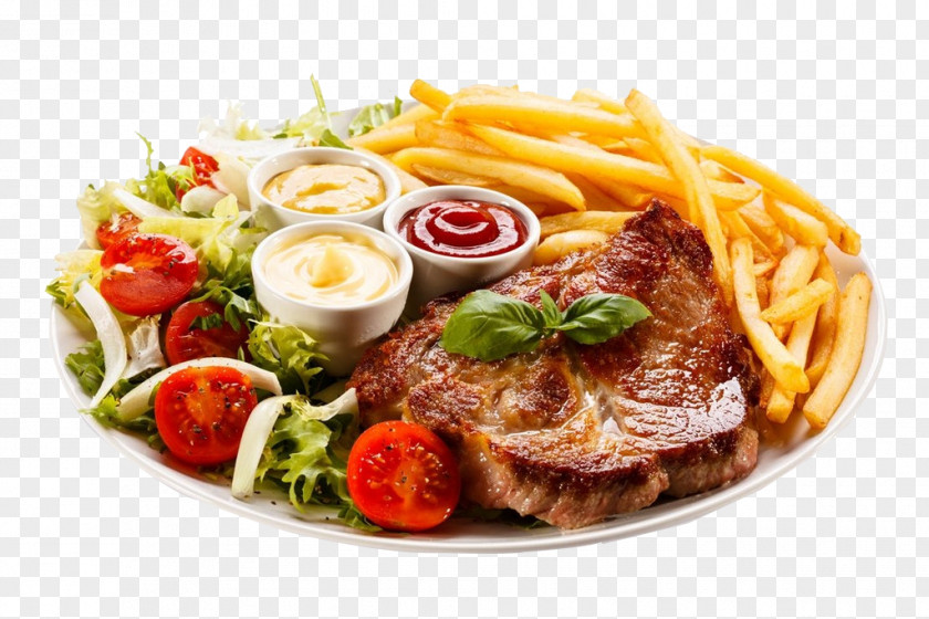 Charcoal Grilled Meat French Fries Barbecue Steak Frites Shashlik PNG
