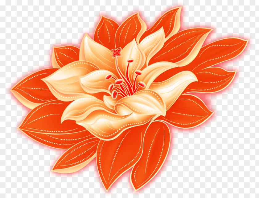 Painted Red Lotus Opened Flower PNG