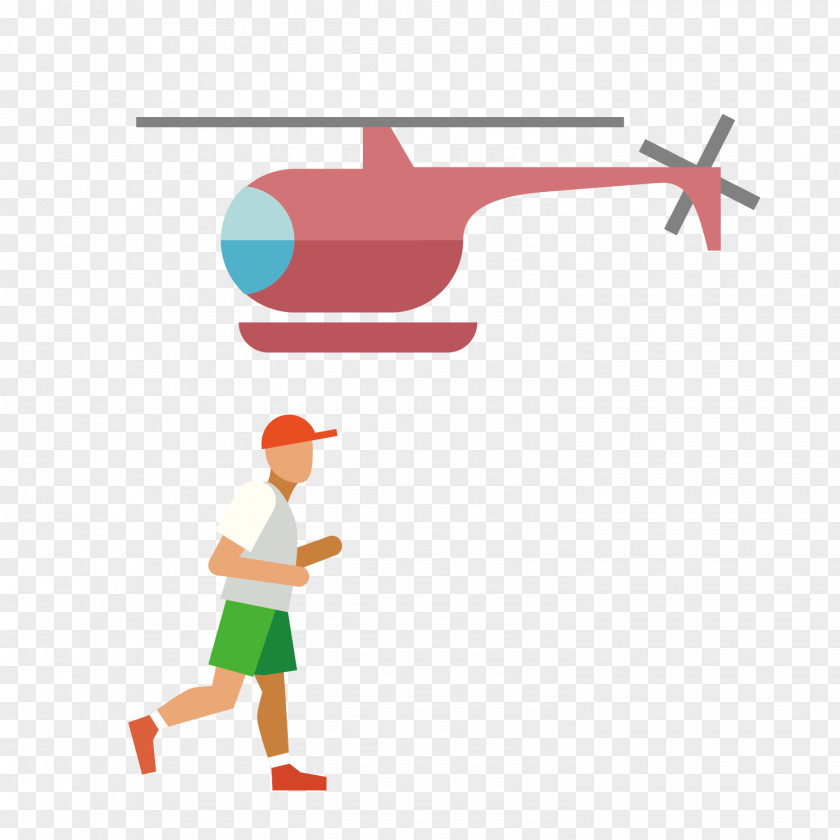 Cartoon Helicopter Pedestrian PNG