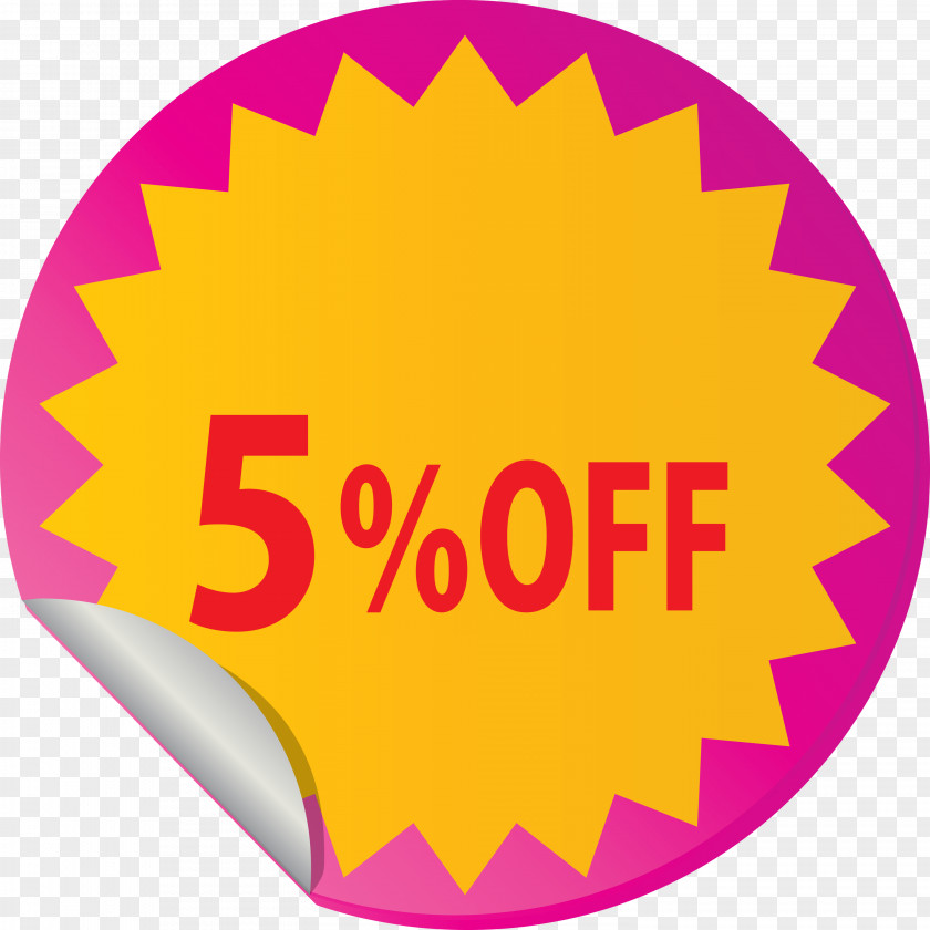 Discount Tag With 5% Off Label PNG
