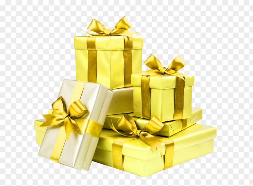 Gift Gold Box Clip Art PNG