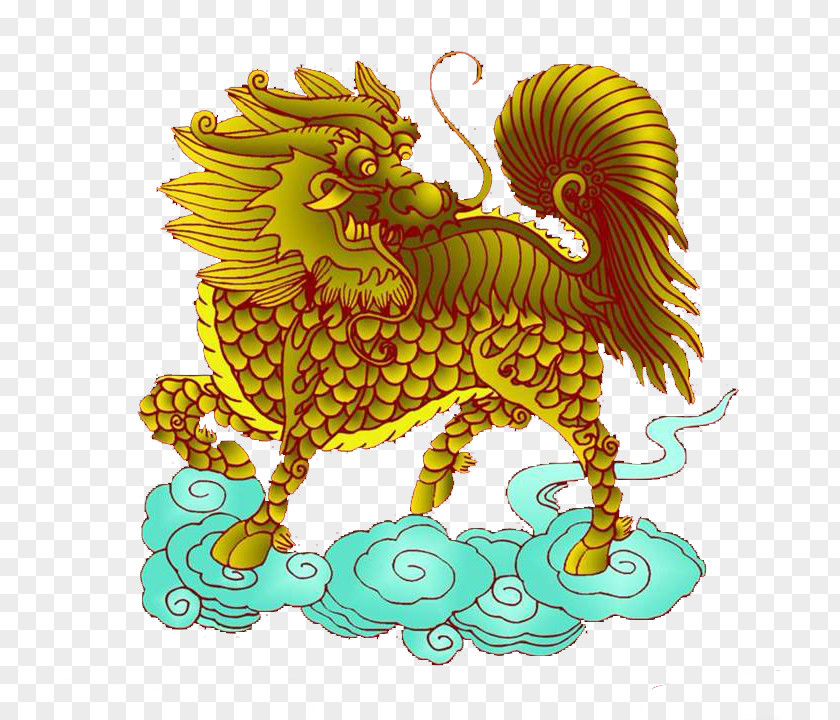 Golden Unicorn Animal Xindianzhen Qilin Car PNG