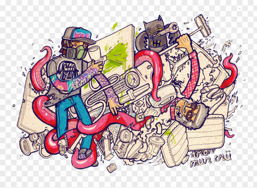 Rock Character Graffiti Cartoon Illustration PNG