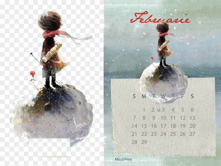 Watercolor Painted Boy Calendar PNG