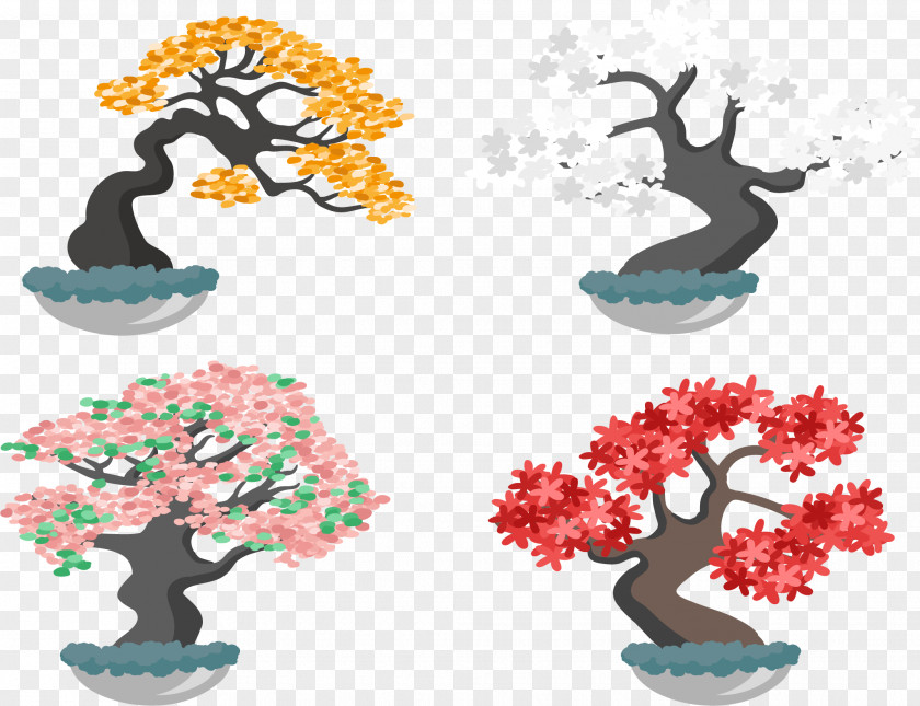 Beautiful Plant Potted Plants Bonsai Euclidean Vector Tree PNG