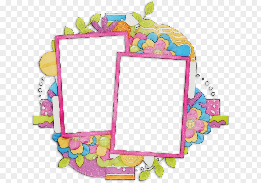 Rectangle Picture Frame Watercolor Background PNG