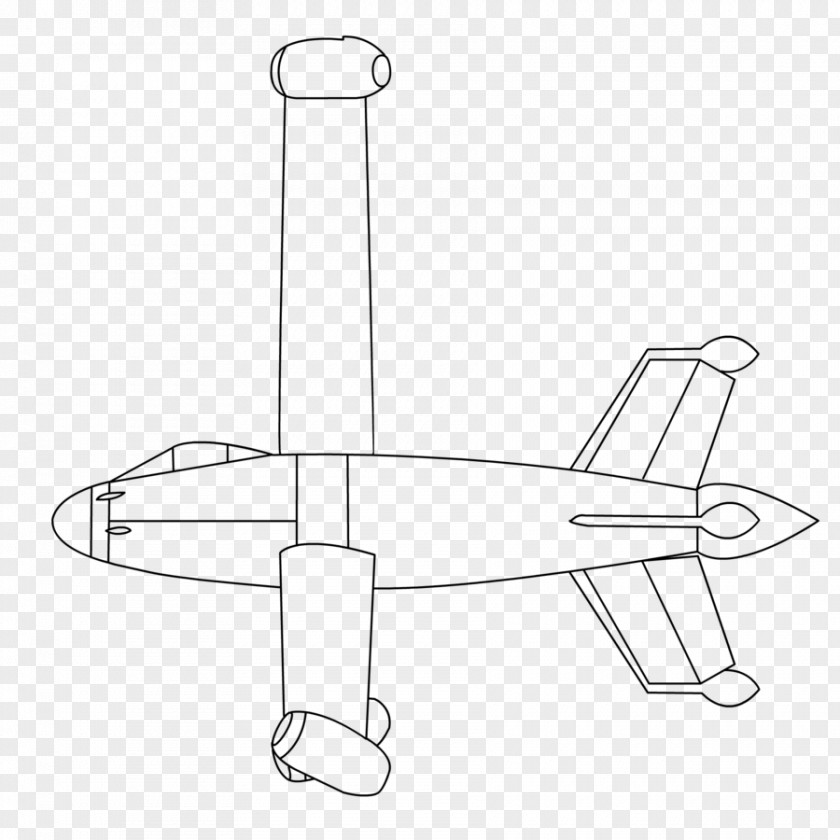 Airplane Line Art White PNG