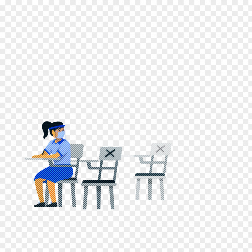 Chair Table Sitting Line Cartoon PNG