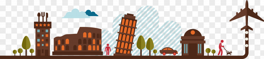 Creative City Vector Leaning Tower PNG