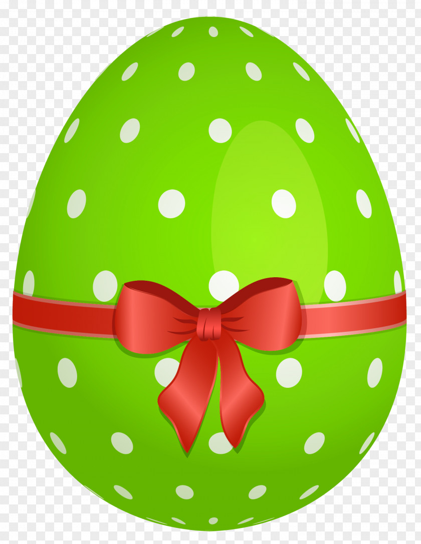 Green Dotted Easter Egg With Red Bow Clipart Bunny Clip Art PNG