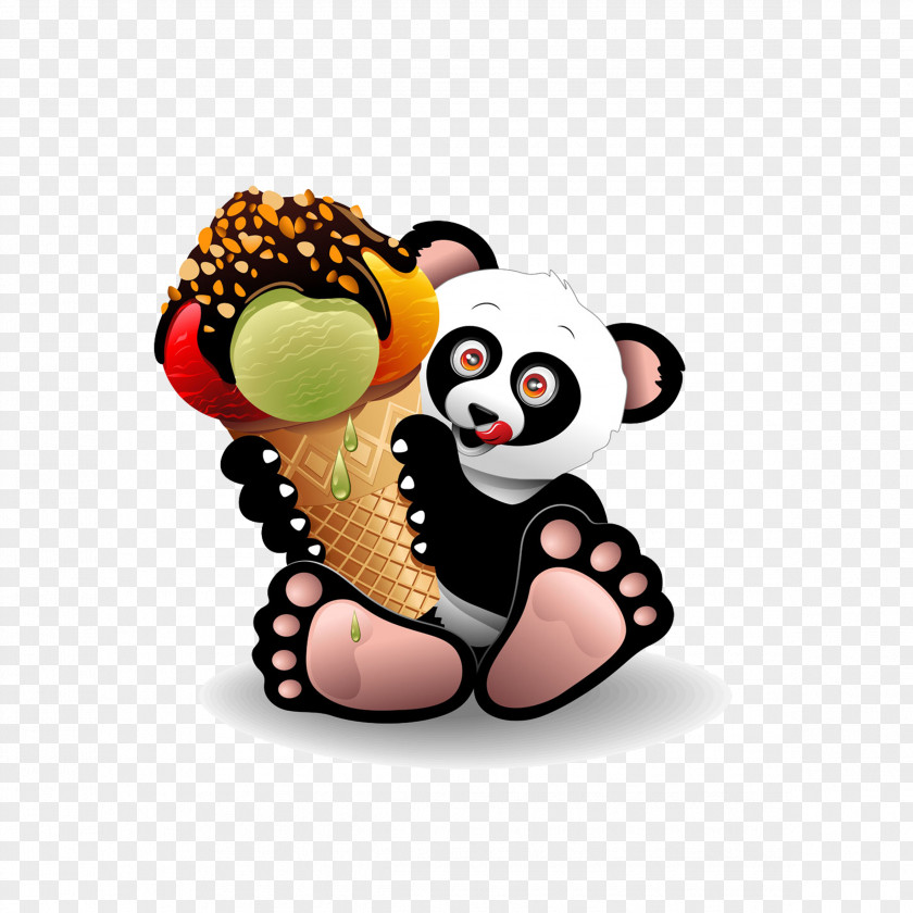 Panda With Ice Cream Cone Giant Gelato PNG