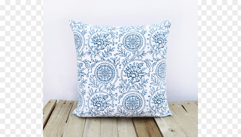 Pillow Cushion Throw Pillows Blue And White Pottery Kalamkari PNG