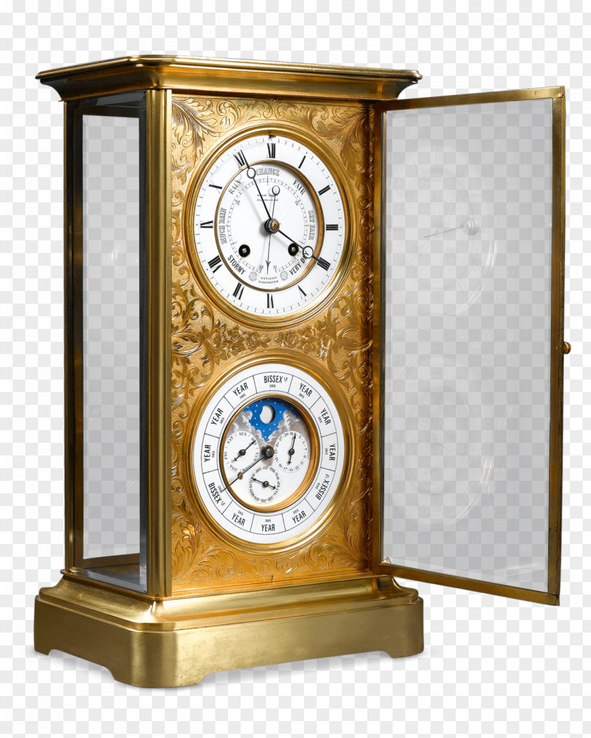 Antique Mantel Clock Perpetual Calendar Bracket PNG