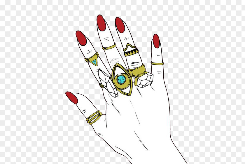 Hand Ring Wearing Red Nails Nail Pink Illustration PNG