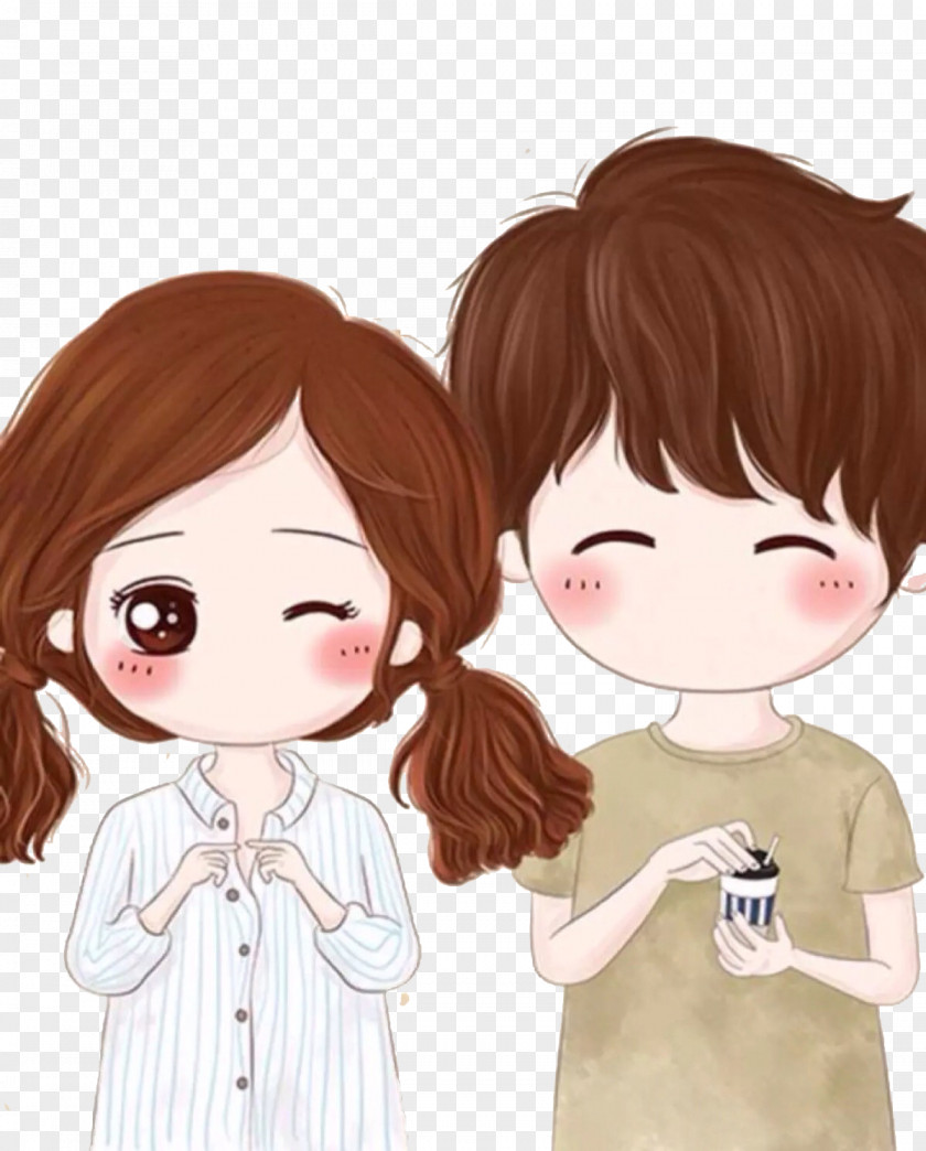 A Lovely Couple Drawing Wallpaper PNG