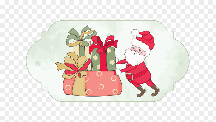 Vector Kraft Paper Card Santa Claus Gifts Christmas Ornament PNG