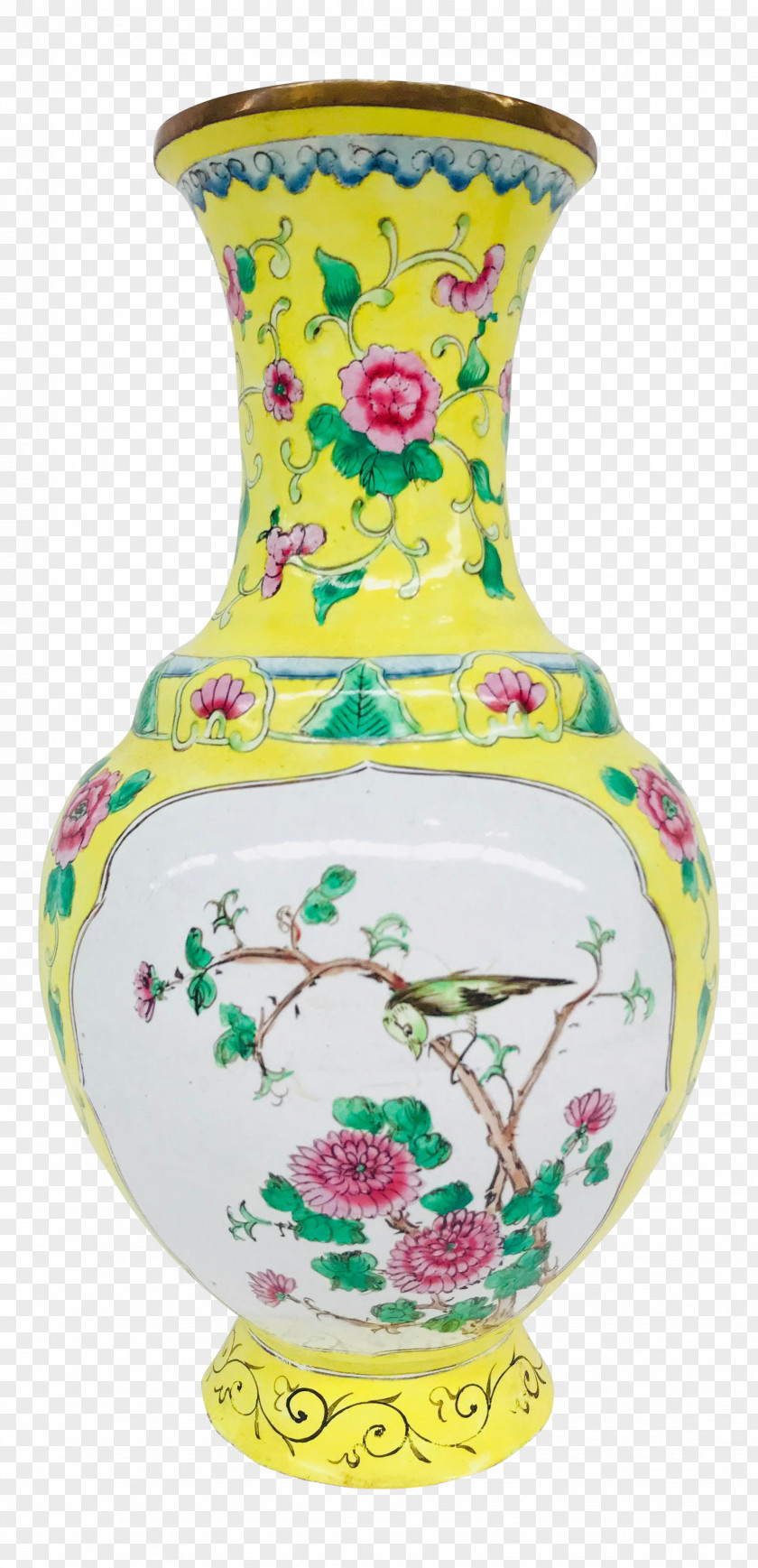 Vase Ceramic Yellow Floral Design Headboard PNG