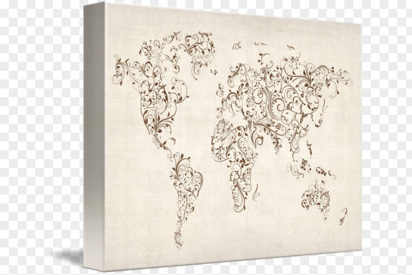 World Map Drawing Art PNG