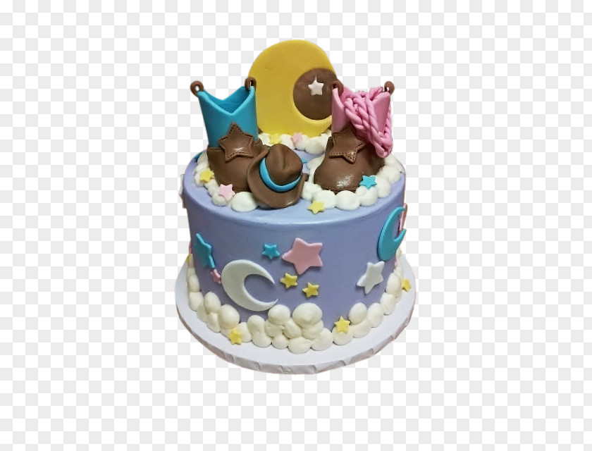 Gender Reveal Buttercream Birthday Cake Sugar Decorating Torte PNG