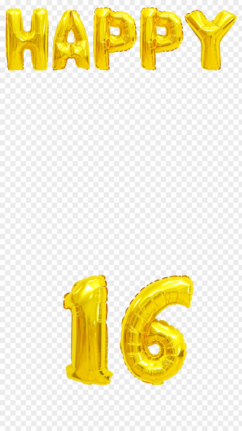 Sweet 16 Gold Sixteen Birthday Balloon PNG