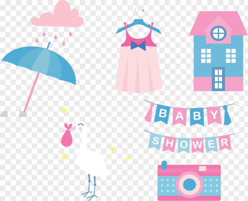Cute Pink Party Creatives Clip Art PNG