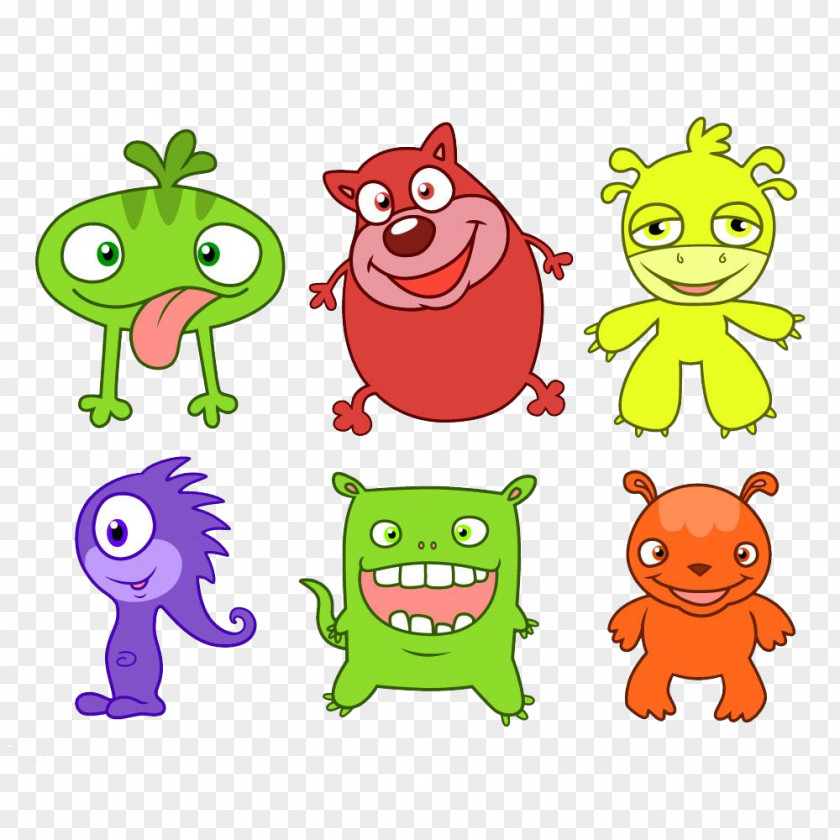 Hand-painted Cute Monster Collection Material Cartoon Painting PNG