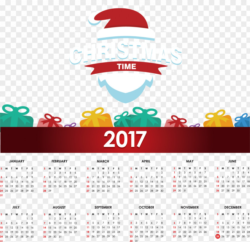 Vector Hand-painted Christmas 2017 Calendar Santa Claus Advent PNG