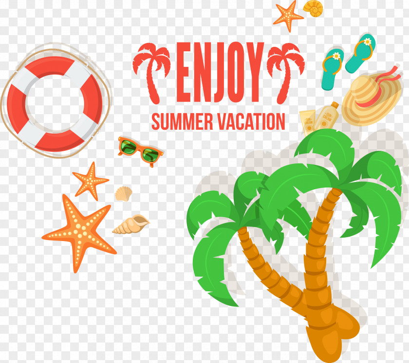 Vector Coconut Trees Vacation Beach Summer Travel PNG