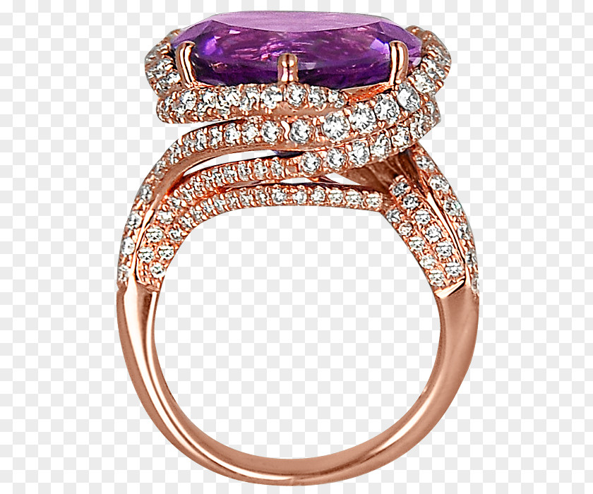 Amethyst Diamond Ring Earring Wedding Engagement PNG